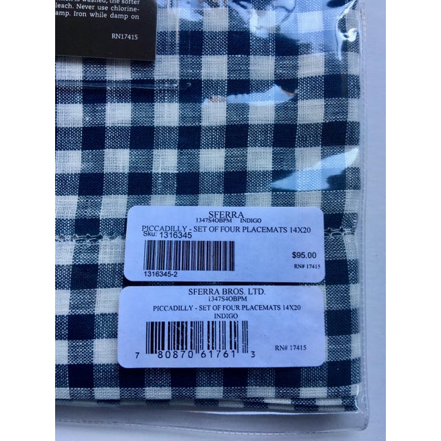 Sferra Navy Check Linen Placemats - Set of 4 For Sale - Image 4 of 4