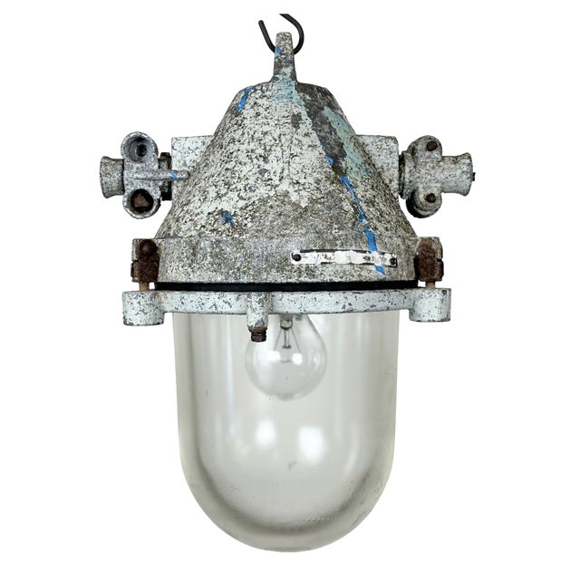 Industrial Grey Cast Aluminium Explosion Proof Lamp from Elektrosvit, 1970s For Sale