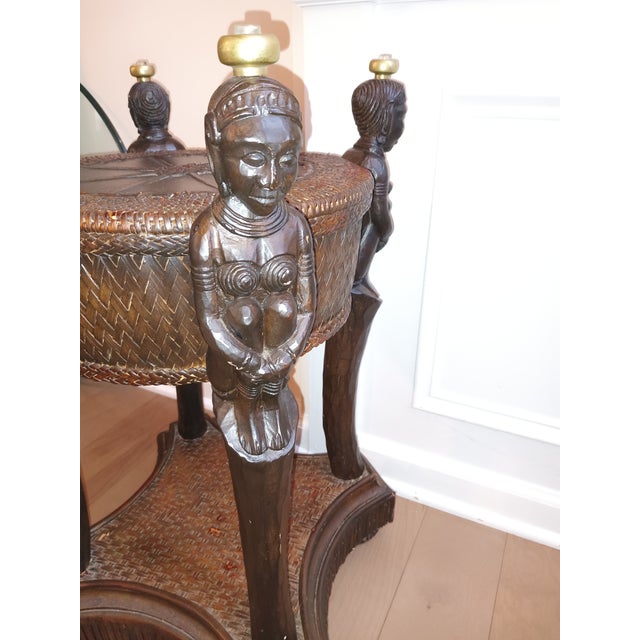 1960s Vintage Maitland Smith African Queen Collectors Accent Table. For Sale - Image 5 of 12