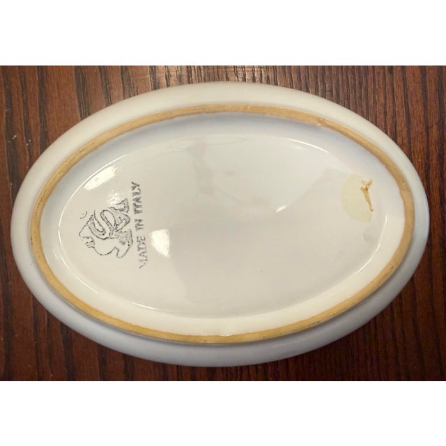 Hand-Painted Deruta Majolica Ceramic Oval Trinket Dish With Green Rooster Motif For Sale In Charleston - Image 6 of 7