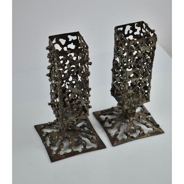 Brutalist Handmade Iron Candleholders, 1970, Set of 2 For Sale - Image 11 of 18