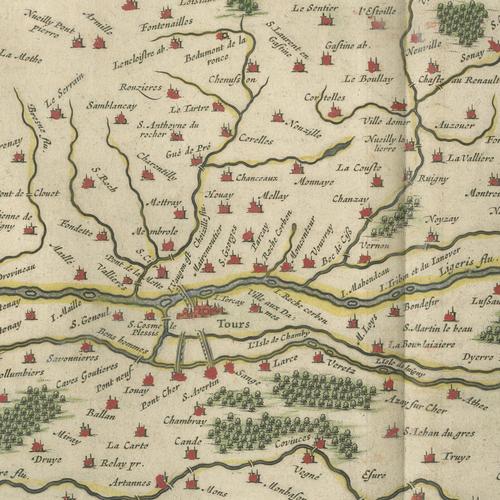 Antique Blaeu Map of Touraine, Tours and the Loire Valley, 1642 For Sale - Image 4 of 12