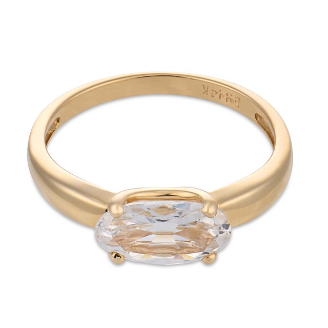 Contemporary Vintage Gia 1.02 Carat East West Old Mine Diamond Yellow Gold Engagement Ring, Size 7.5 For Sale - Image 3 of 8