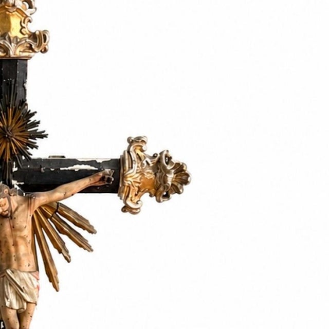 Antique Sacred Art Crucifix, 1800s For Sale - Image 4 of 6