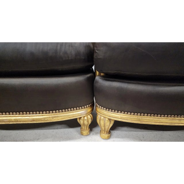 Late 20th Century Late 20th Century Club Chair & Ottoman Gilt Finish For Sale - Image 5 of 13