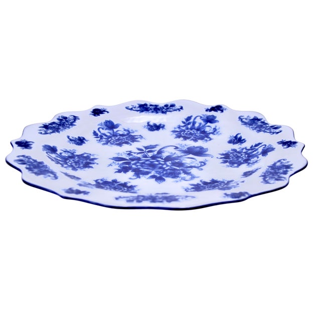 Farmhouse Blue & White Floral Tray For Sale - Image 3 of 4