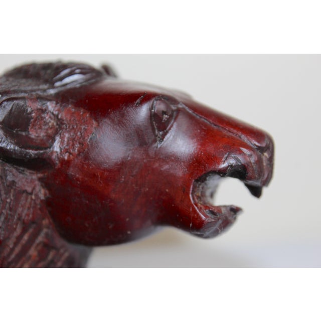 Vintage Hand-Carved African Lion & Lioness Sculpture – Signed "Masaku" – African Ironwood Safari Folk Art For Sale - Image 13 of 15