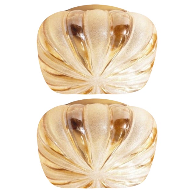 Midcentury Modern German Glass Flush Mounts by Wila Leuchten, 1970s, Set of 2 For Sale