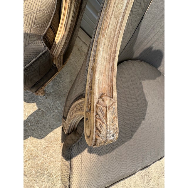 French Country Elegant French Country Style Upholstered Club Chairs/Pair For Sale - Image 3 of 12