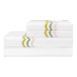 Celerie Kemble + Hamburg House Whimsical Pink and Green Scallop Queen Sheet Set - 4 Pieces For Sale