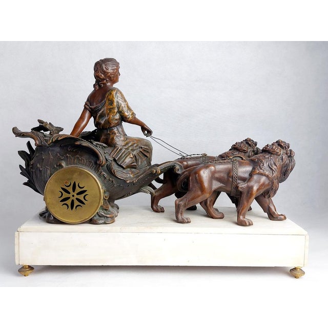 Brown Large Antique Fireplace Clock Set, 1850, Set of 3 For Sale - Image 8 of 14