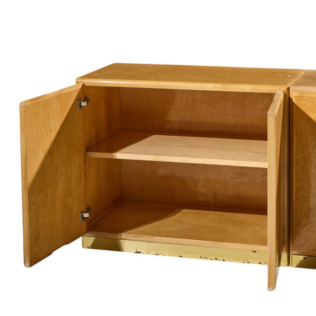 Wood Milo Baughman for Thayer Coggin Mid Century Birdseye Maple and Brass Credenza For Sale - Image 7 of 9