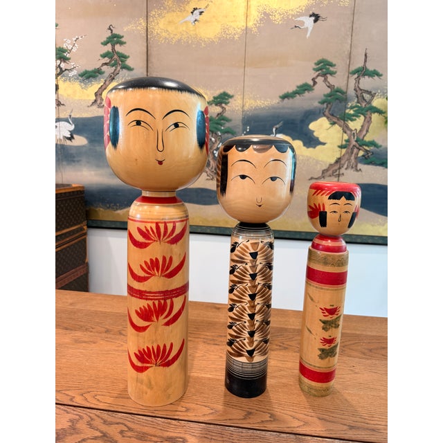 1960s Large Signed Japanese Kokeshi Dolls – Set of 3 For Sale - Image 11 of 11