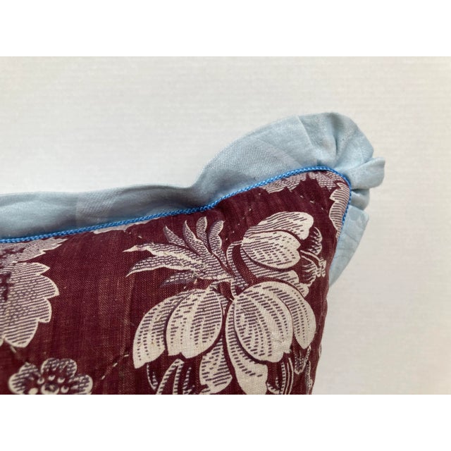 French Country Aubergine Toile Textile Throw Pillow For Sale - Image 3 of 6