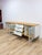 Wood Modern MCM Wood Glass Metal Sideboard Credenza White Natural Frosted Glass For Sale - Image 7 of 13