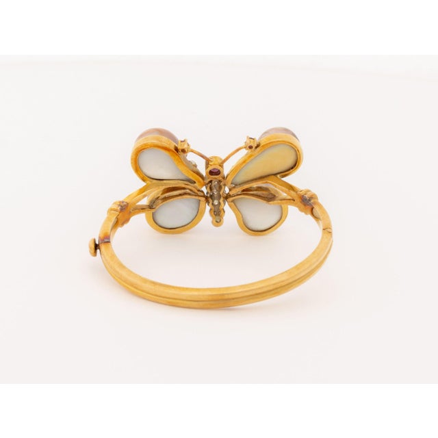 18k Rose Gold, Diamond, Ruby, and Pearl Butterfly-Form Bangle For Sale In New York - Image 6 of 8