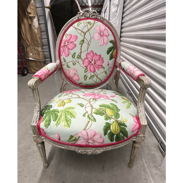 Pair of Antique Louis XVI Large Arm Chairs Fouteuils For Sale In West Palm - Image 6 of 12