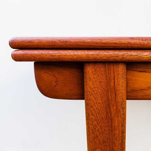 Brown Restored 1960s Danish Modern Teak Draw Leaf Dining Table After Hans Wegner For Sale - Image 8 of 13