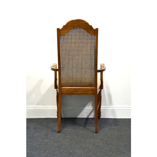 Singer Furniture Solid Pecan Italian Mediterranean Style Cane Back Dining Arm Chair For Sale In Kansas City - Image 6 of 11