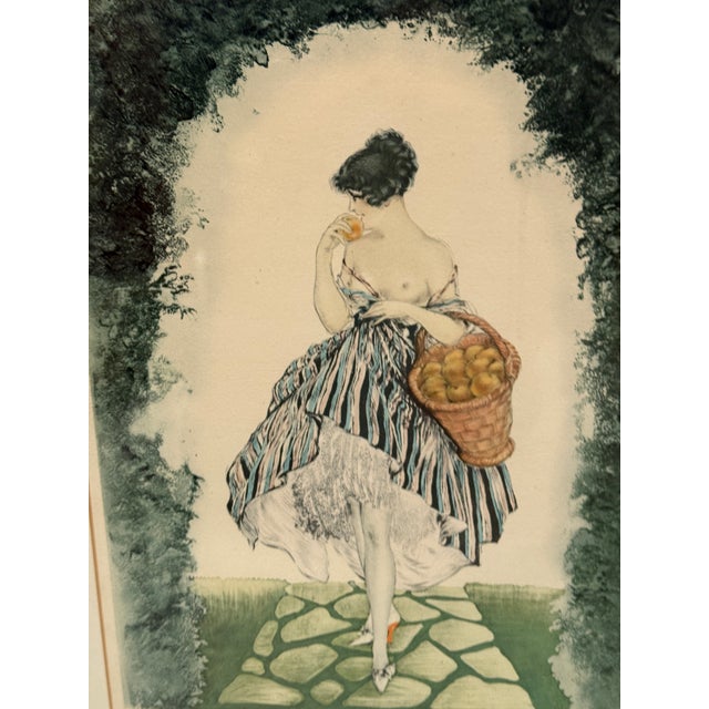 Early 20th Century Louis Icart "Le Panier De Pommes" Signed Lithograph For Sale In San Francisco - Image 6 of 12