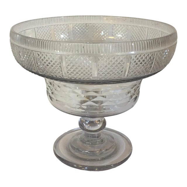 Antique 18th Century Anglo Irish Cut Crystal Footed Centerpiece Bowl for Fruit or Punch For Sale
