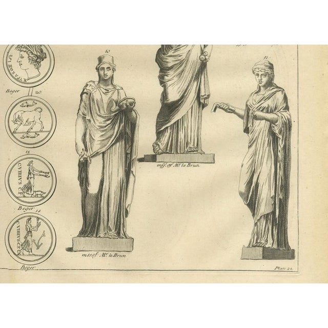 Early 18th Century After Bernard de Montfaucon, Roman Female Statues and Medallions, 1721, Engraving For Sale - Image 5 of 9