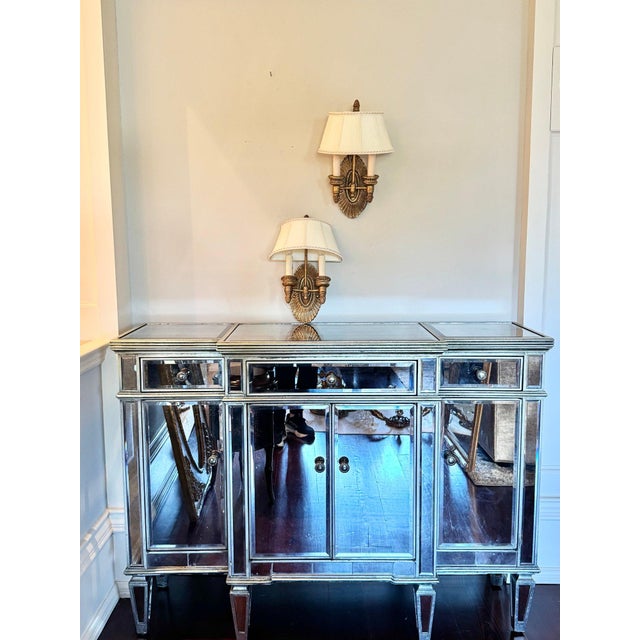 Metal Stunning Pair of Pasquale Miranda for Feiss Neoclassical Sunburst Gilt Wall Sconces For Sale - Image 7 of 10