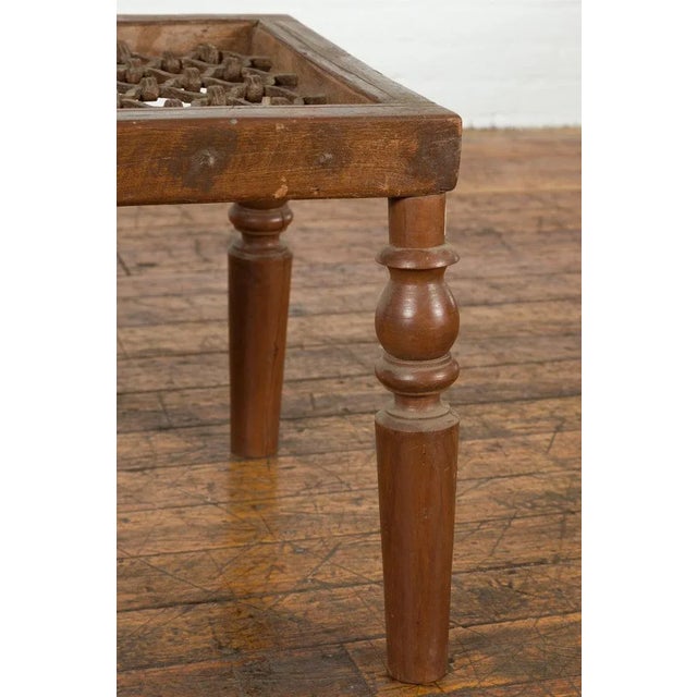 Antique Indian Window Grate Made into a Coffee Table with Turned Baluster Legs For Sale - Image 12 of 13