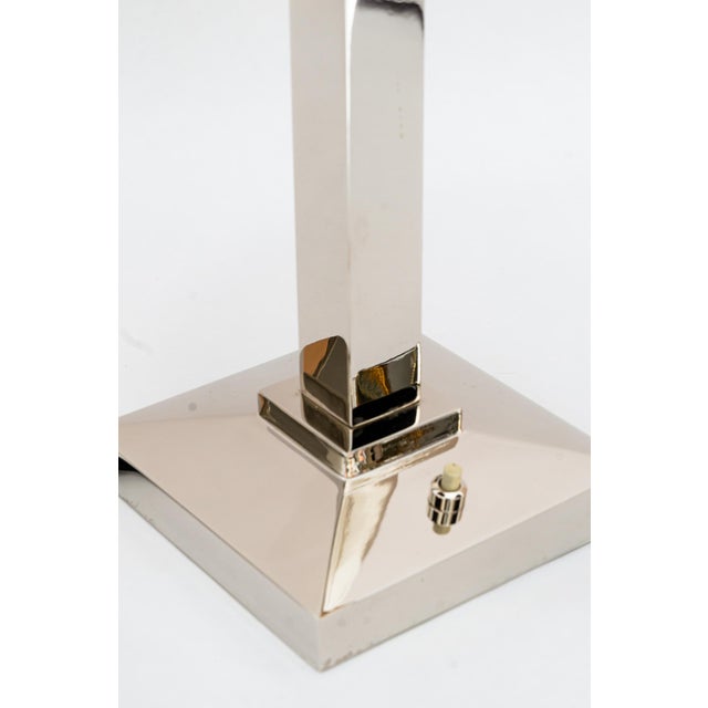 Nickel Table Lamp with Fabric Shade Vienna, Austria, 1920s For Sale - Image 10 of 18