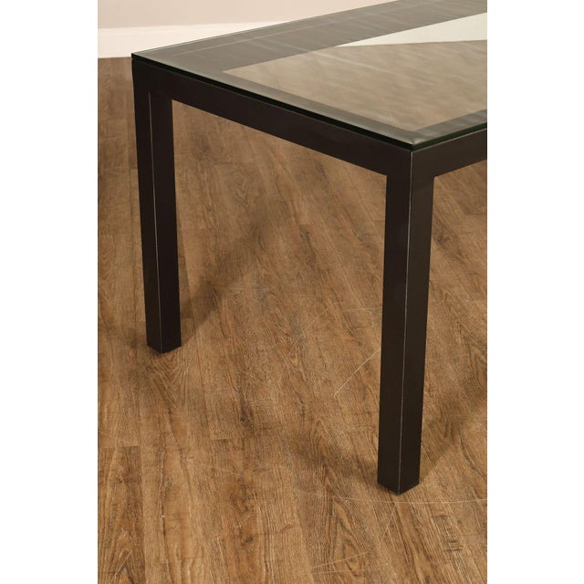 Metal Mitchell Gold + Bob Williams Modern Parsons Style Glass Top Dining Table For Sale - Image 7 of 18