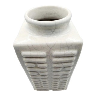Qing Dynasty (Qianlong Reign) Crackled Glaze Cong-Shaped Vase For Sale