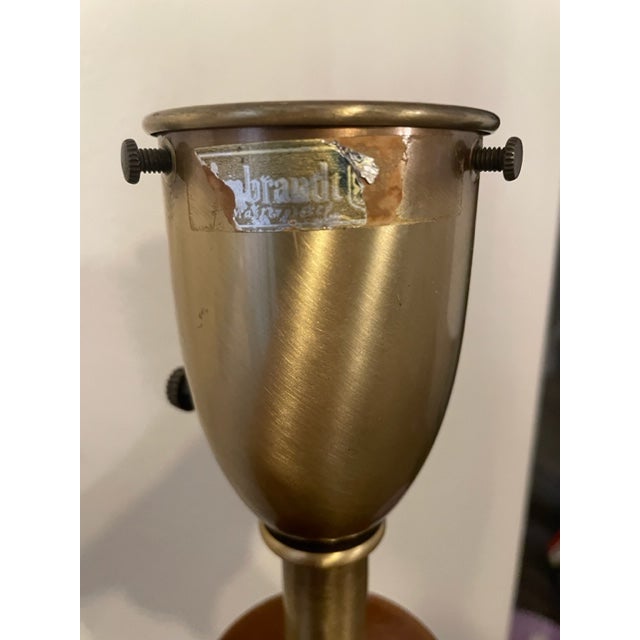 Vintage Rembrandt Walnut Wood and Brass Torchiere Style Lamps - a Pair For Sale - Image 12 of 12
