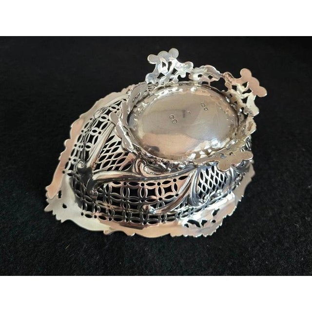 Antique Victorian Sterling Silver Navette Bon Bon Dish, 1889 For Sale - Image 9 of 18