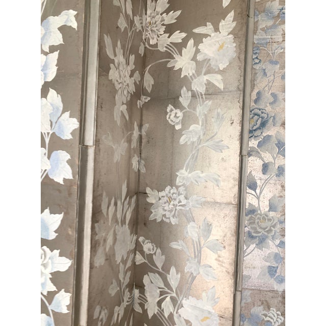 Monumental Asian inspired double sided floral screen. Very tall Asian inspired floral screen, 6 panels with hinges, on the...
