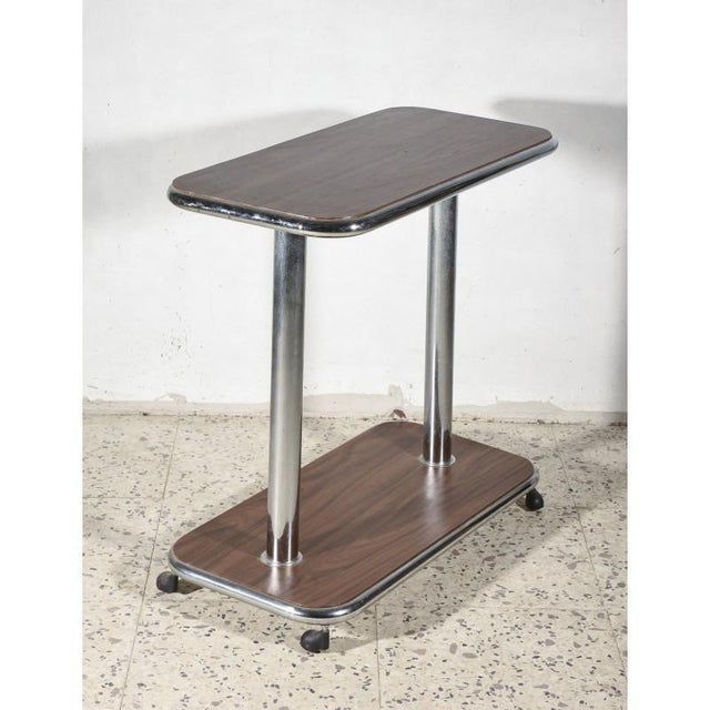 Italian Trolley Table in Wood and Chromed Steel, 1980s For Sale - Image 4 of 7