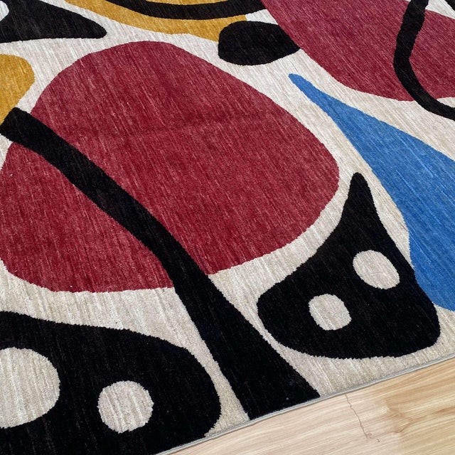 Modern After Alexander Calder Modern Hand-Knotted Wool Rug - 5'4" X 7'8" For Sale - Image 3 of 17