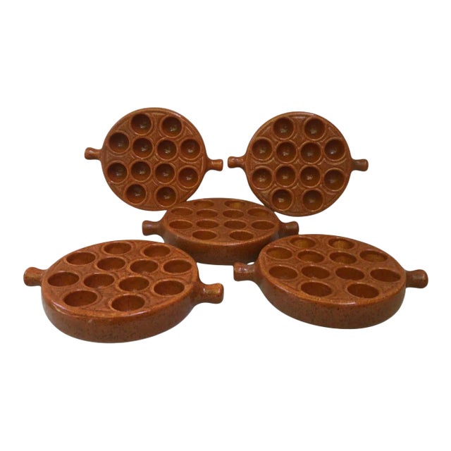 C. 1950 French Majolica Snail Plates- Set of 5 For Sale