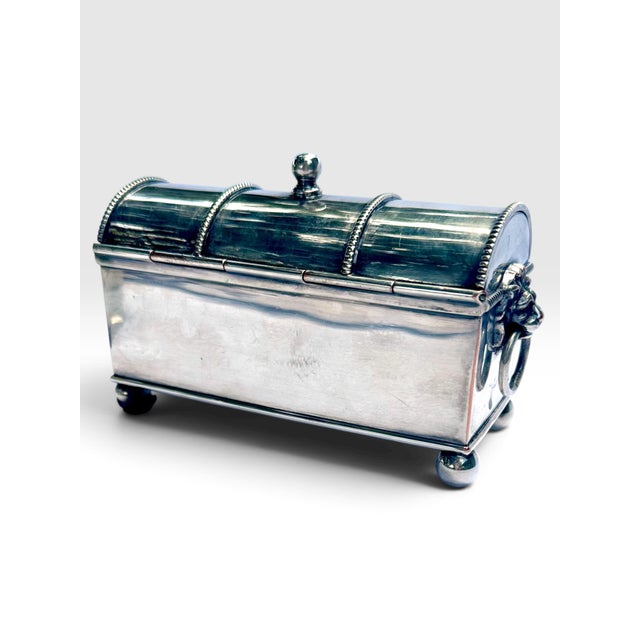 Early 20th C. English Silver-Plated Treasury Desk Casket Inkstand by W. Adams. For Sale - Image 9 of 12
