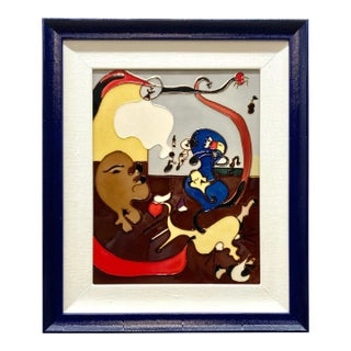 Vintage Joan Miro Enamel Surreal Artwork - Dutch Interior Ii" For Sale