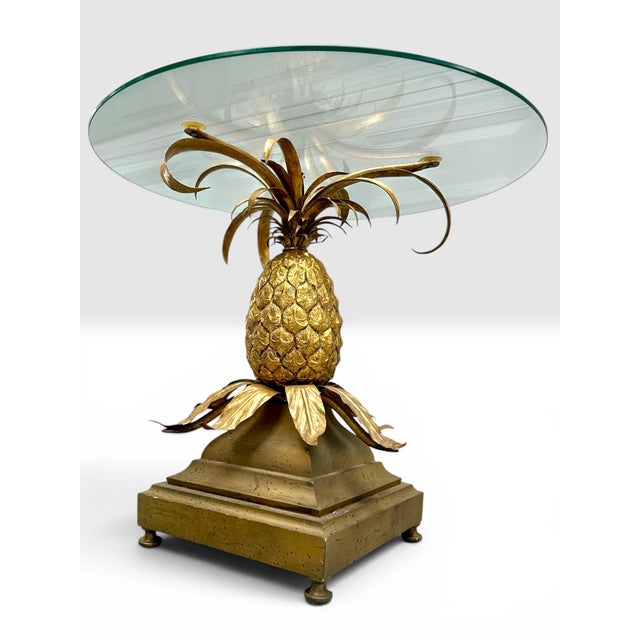 1970s Pair of Mid-Century Italian Hollywood Regency Brass Pineapple Side Tables. For Sale - Image 5 of 15