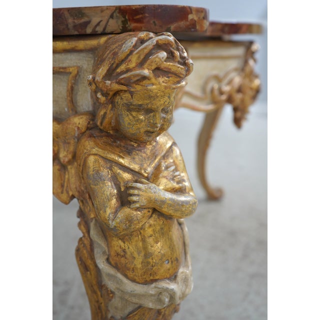 Antique Italian Rococo Marble Top Console Table For Sale - Image 10 of 15