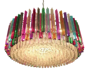 Multicolored Triedi Crystal Prism Chandelier