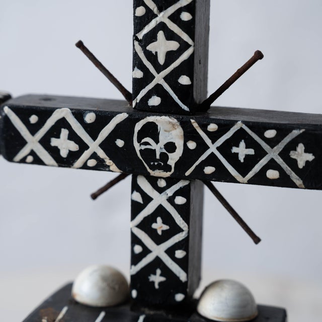 Wood Haitian Vodou Baron Samedi Cross For Sale - Image 7 of 11