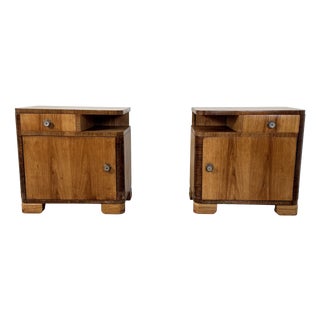 Art Deco Streamline Bedside Tables, 1950s, Set of 2 For Sale