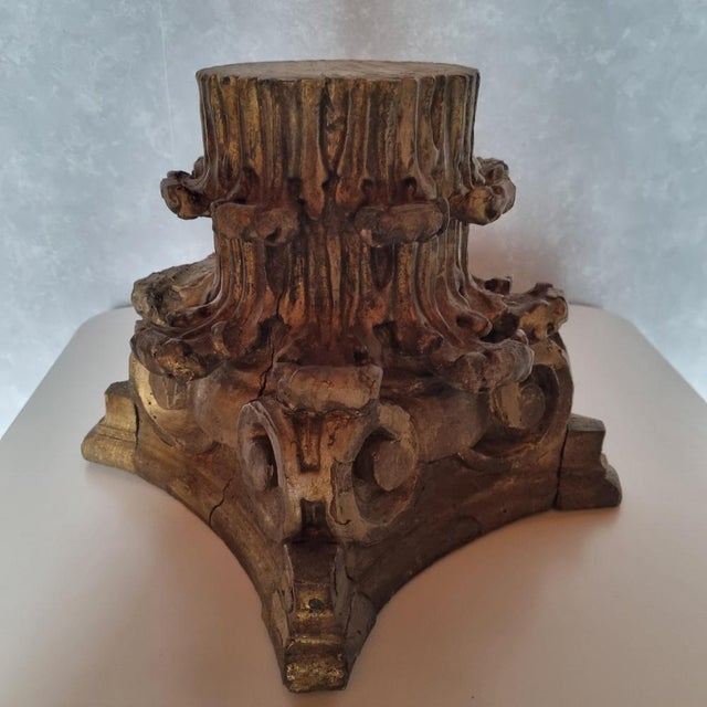 19th Century Polychrome Wooden Column Base For Sale - Image 3 of 14