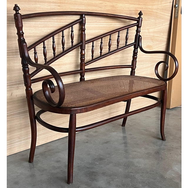 20th Century Bentwood Sofa in the Thonet Style, circa 1925, Caned Seat For Sale - Image 11 of 18