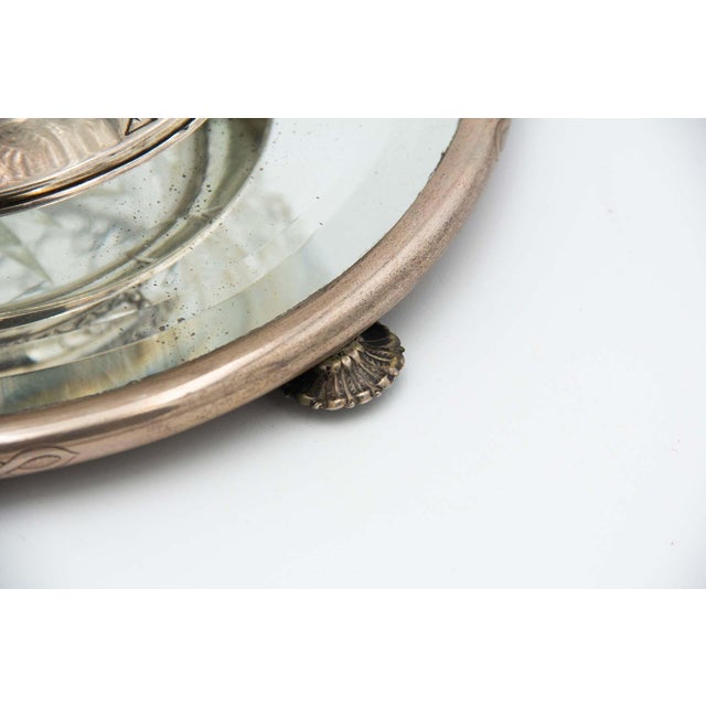 Glass Planter with Silver Structure and Mirror Base, in Good conditions.