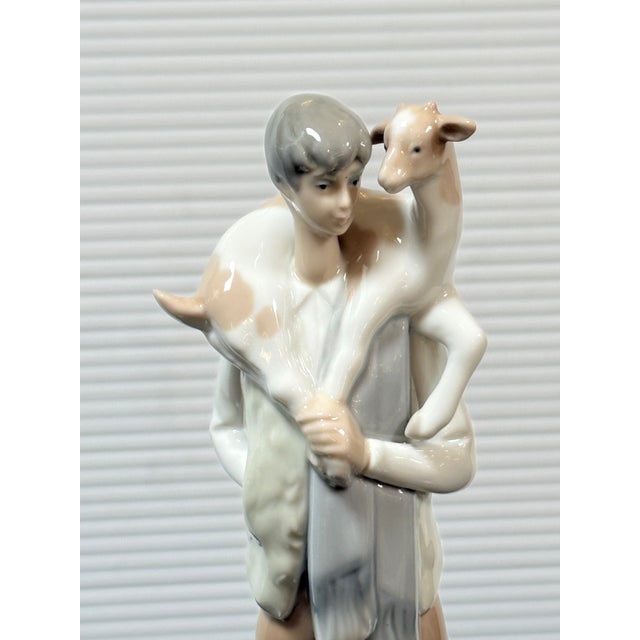 Off-white Fulgencio García for Lladró Shepherd Boy With Goat Porcelain Figurine, Signed For Sale - Image 8 of 12