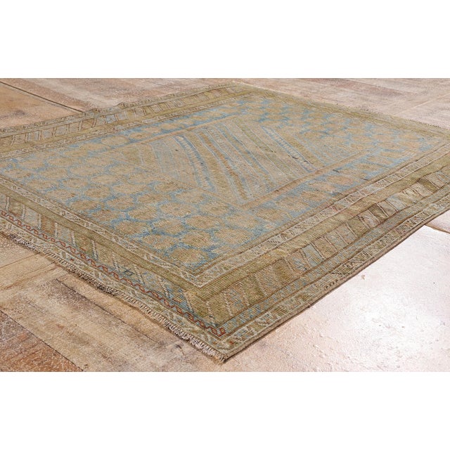 Sky Blue Antique Turkish Oushak Rug, 04'04 X 05'02 For Sale - Image 8 of 10