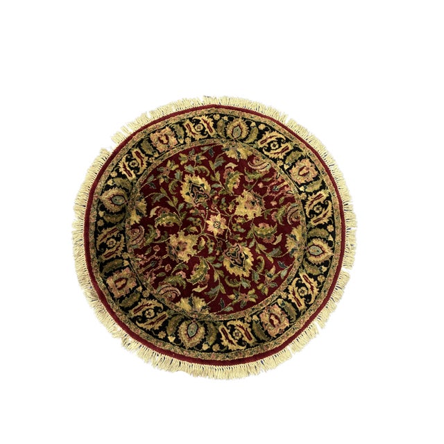 Persian Hand-Knotted Round Persian Agra Style Wool Rug For Sale - Image 3 of 6